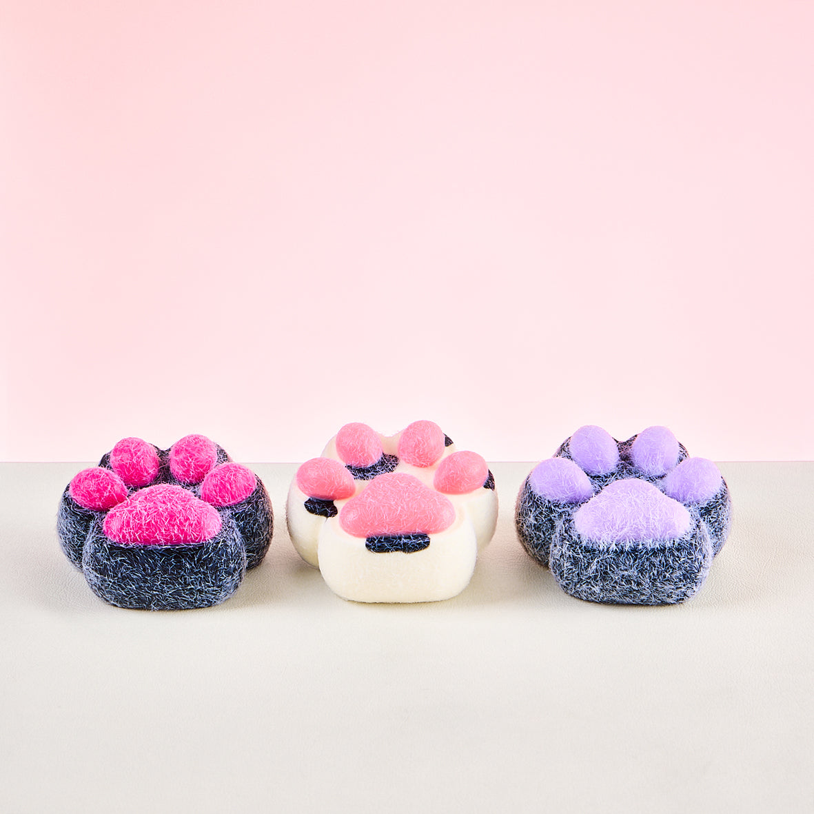 Flocked Black-Fuchsia Paw Squeeze Toys