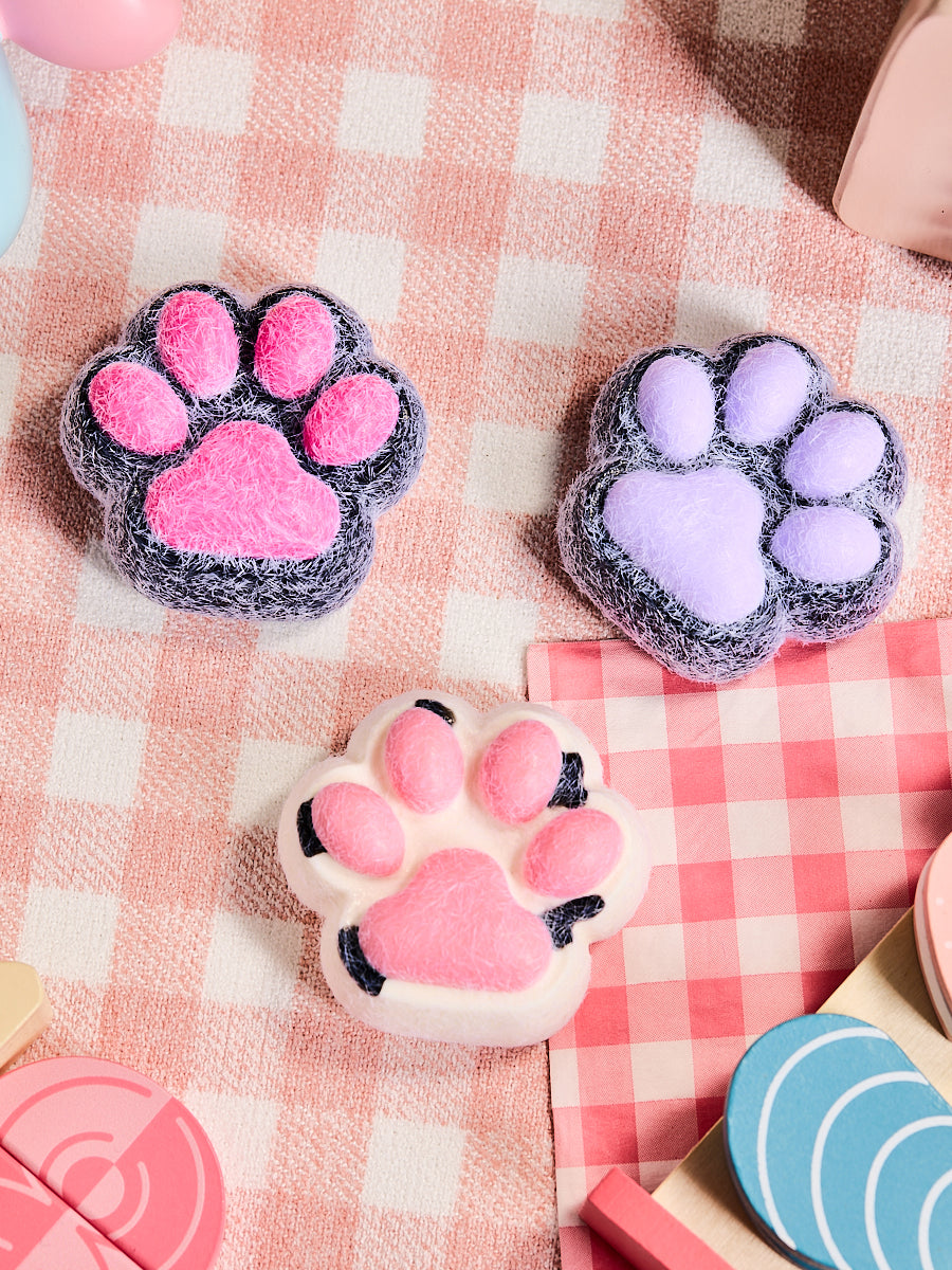Flocked Black-Fuchsia Paw Squeeze Toys