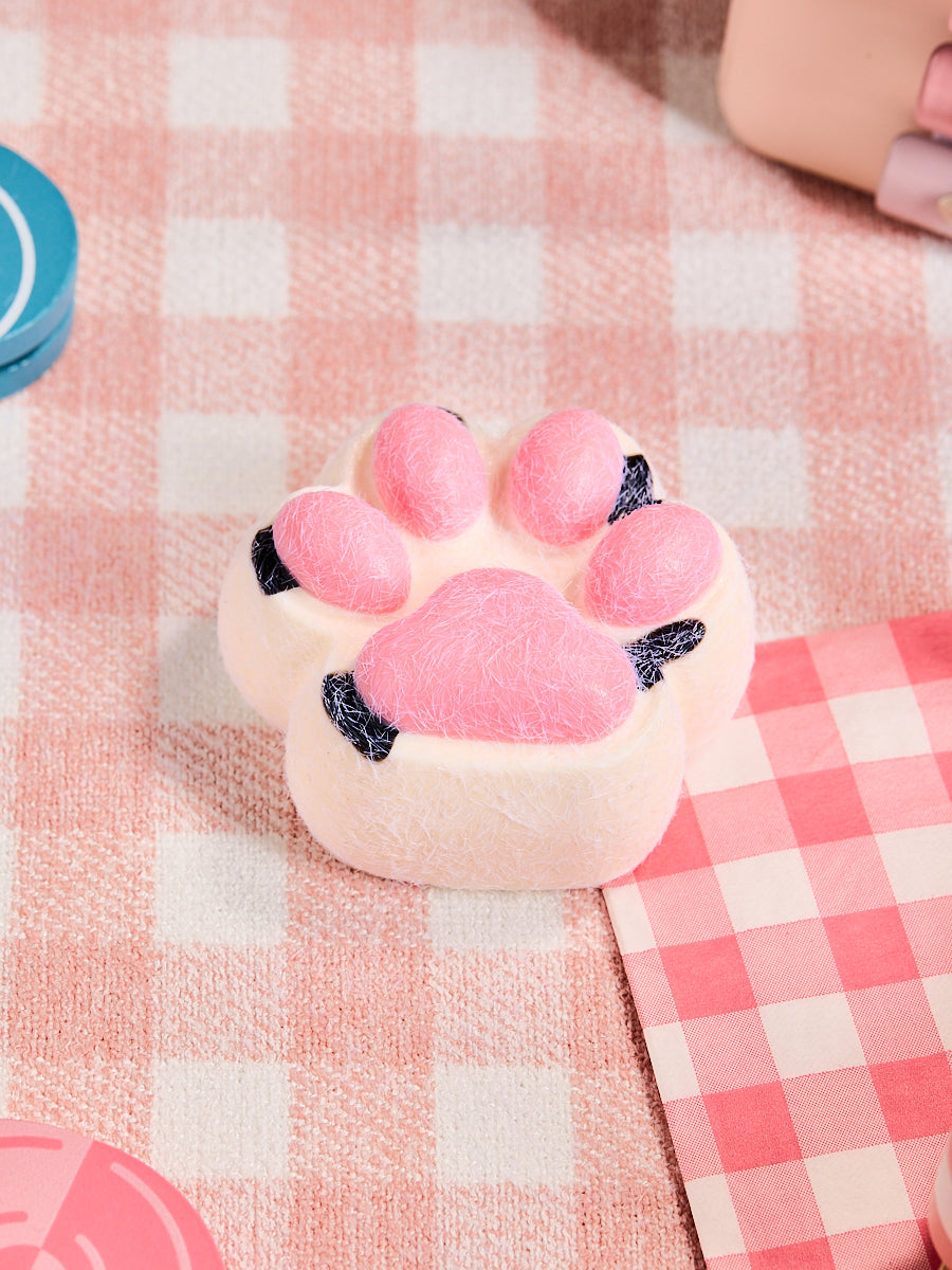 Flocked White-pink Paw Squeeze Toys