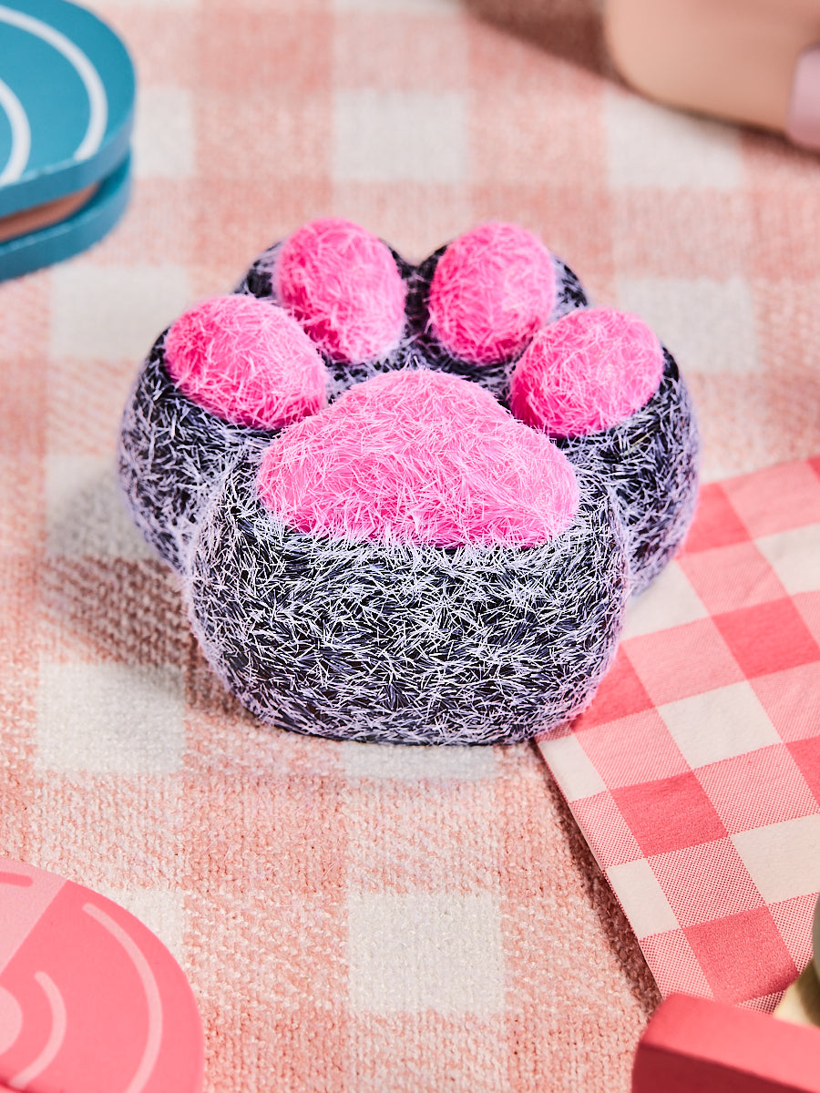 Flocked Black-Fuchsia Paw Squeeze Toys