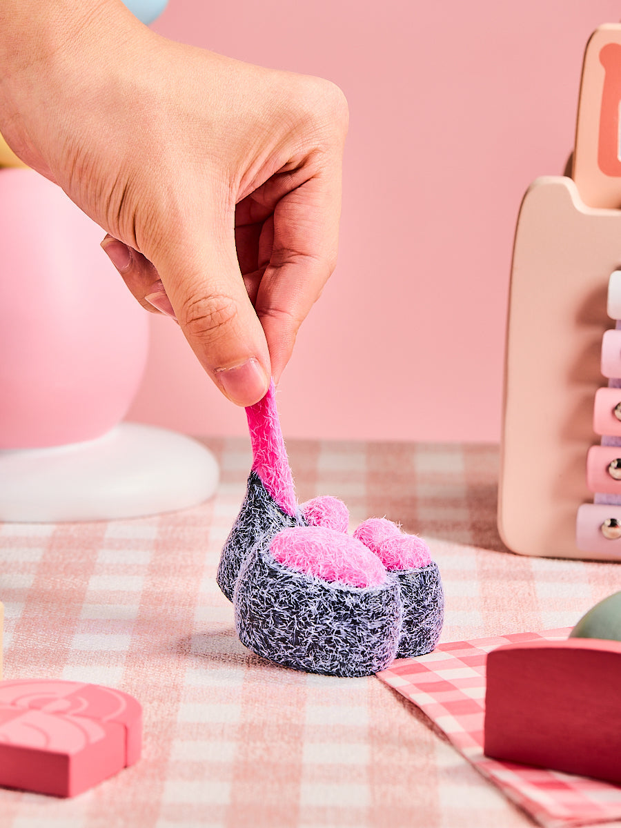 Flocked Black-Fuchsia Paw Squeeze Toys