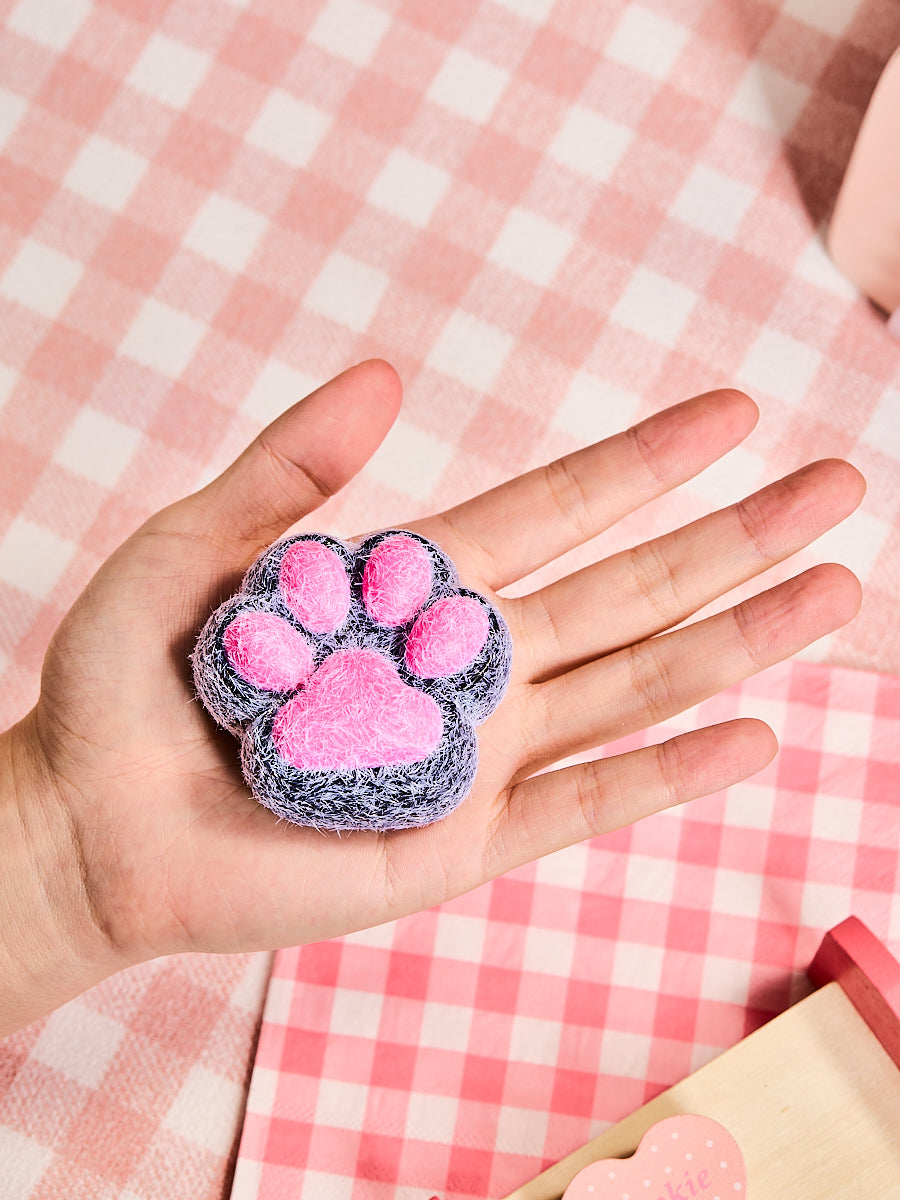 Flocked Black-Fuchsia Paw Squeeze Toys