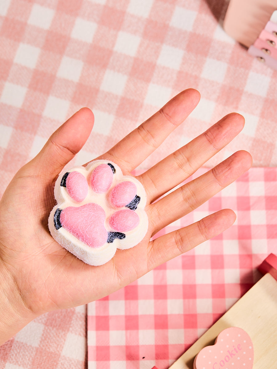 Flocked White-pink Paw Squeeze Toys