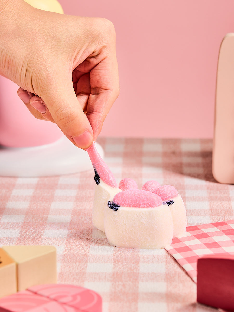 Flocked White-pink Paw Squeeze Toys