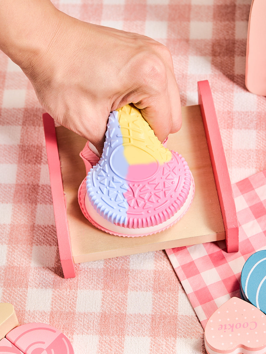 Pink-blue-yellow Cookie Sandwich Squishy Toy