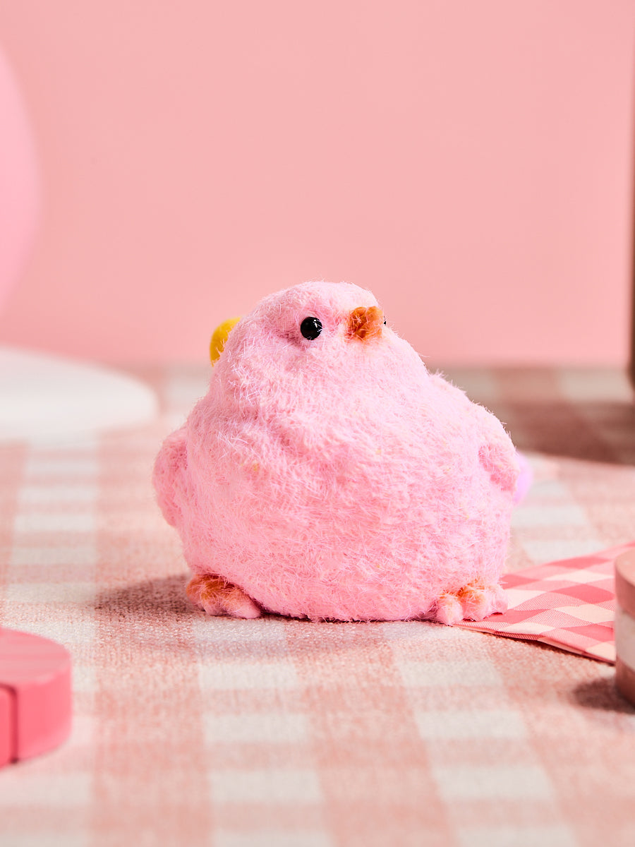 Floced Pink Chick Squishy Toy
