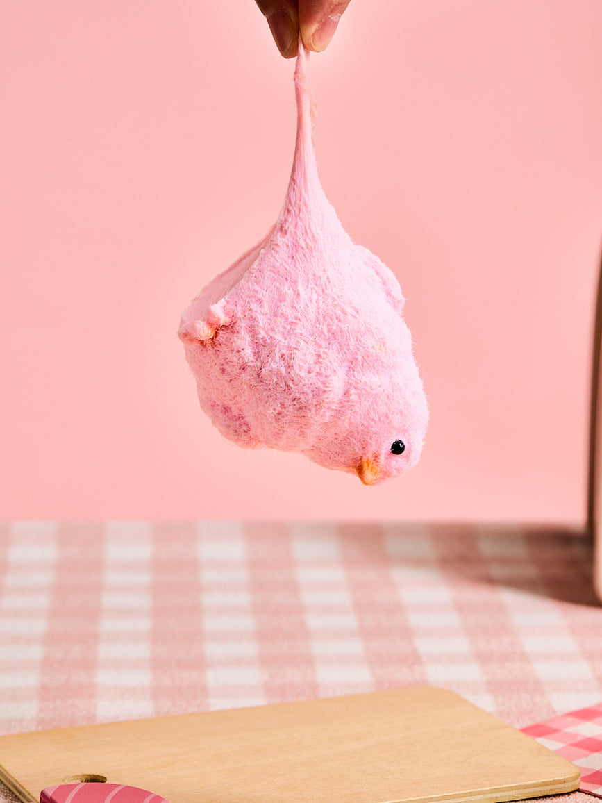 Floced Pink Chick Squishy Toy