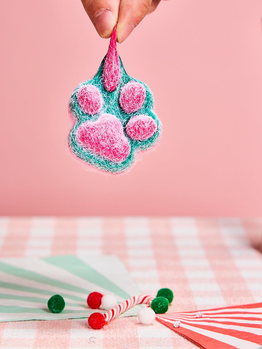 Flocked Christmas Kitten Paw Squishy Toy