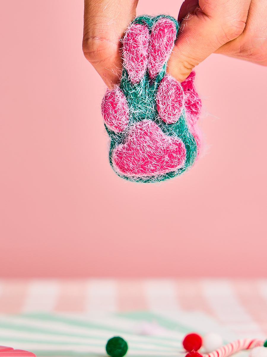 Flocked Christmas Kitten Paw Squishy Toy