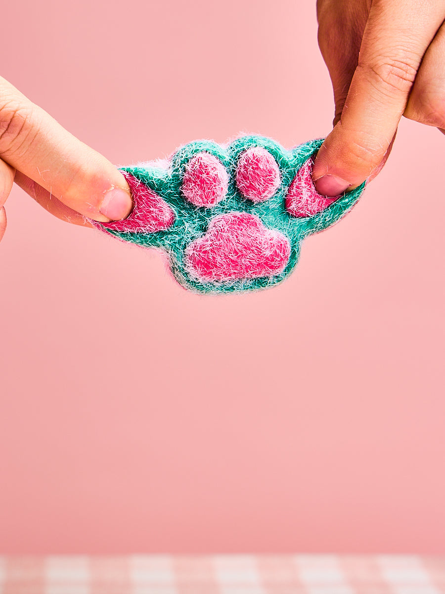 Flocked Christmas Kitten Paw Squishy Toy