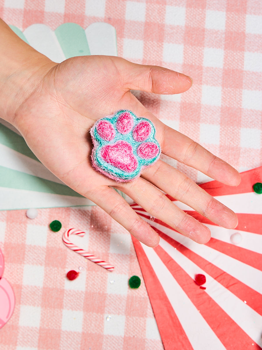Flocked Christmas Kitten Paw Squishy Toy