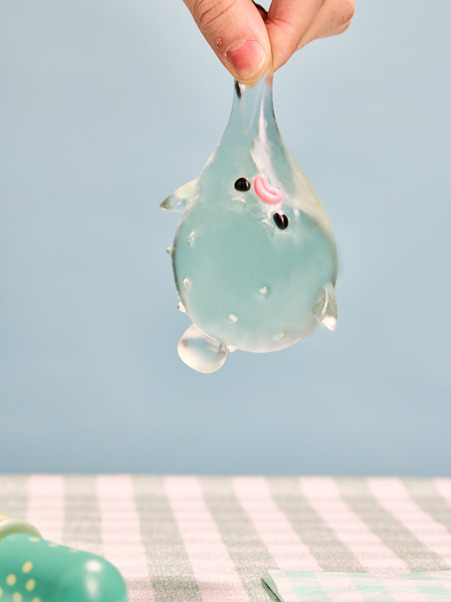 Transparent-green Pufferfish Squishy Toy