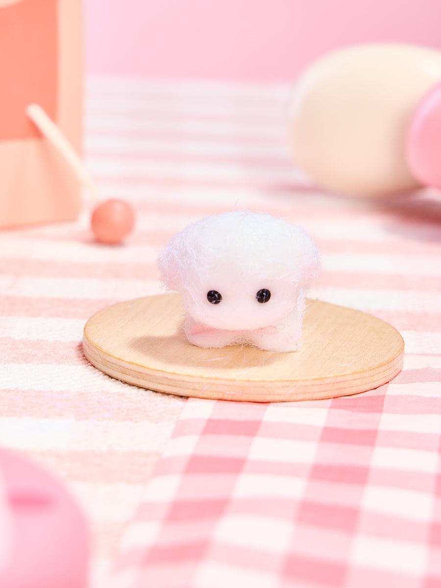Flocked Mini White Dog Squishy Toy
