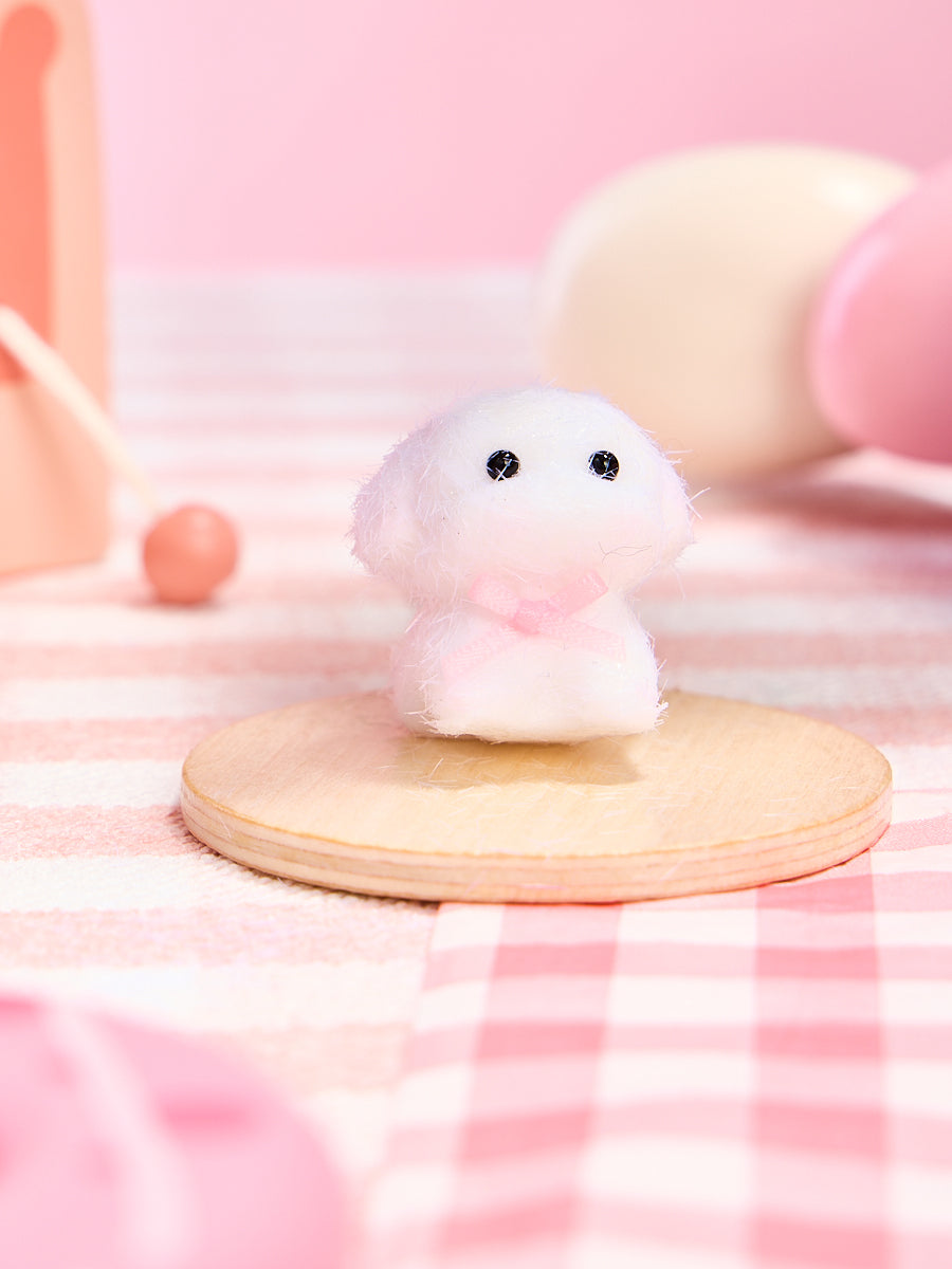 Flocked Mini White Dog Squishy Toy