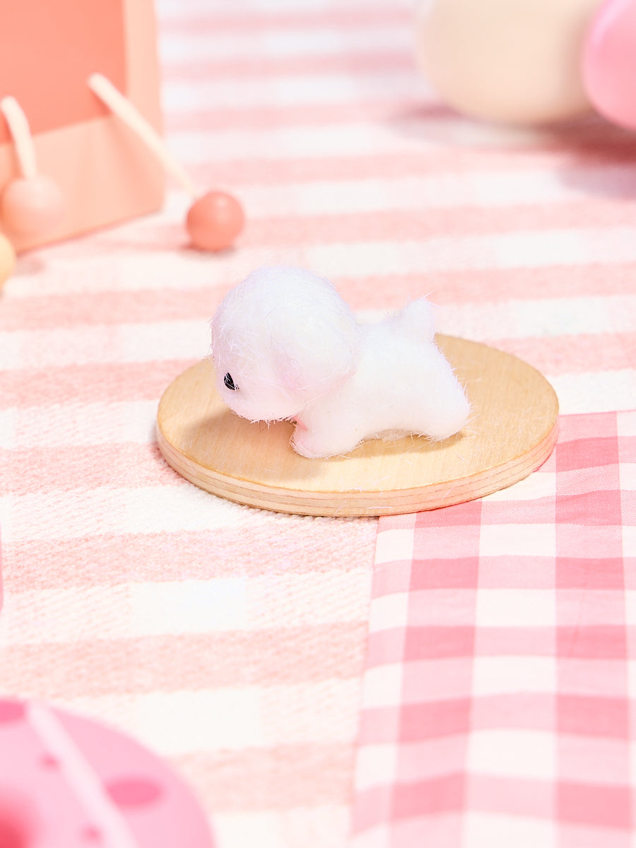 Flocked Mini White Dog Squishy Toy