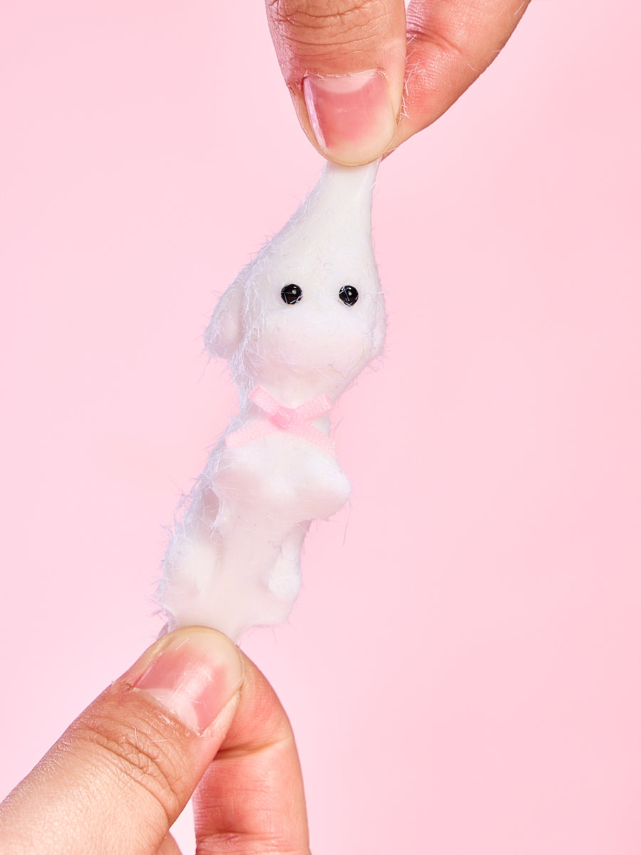 Flocked Mini White Dog Squishy Toy