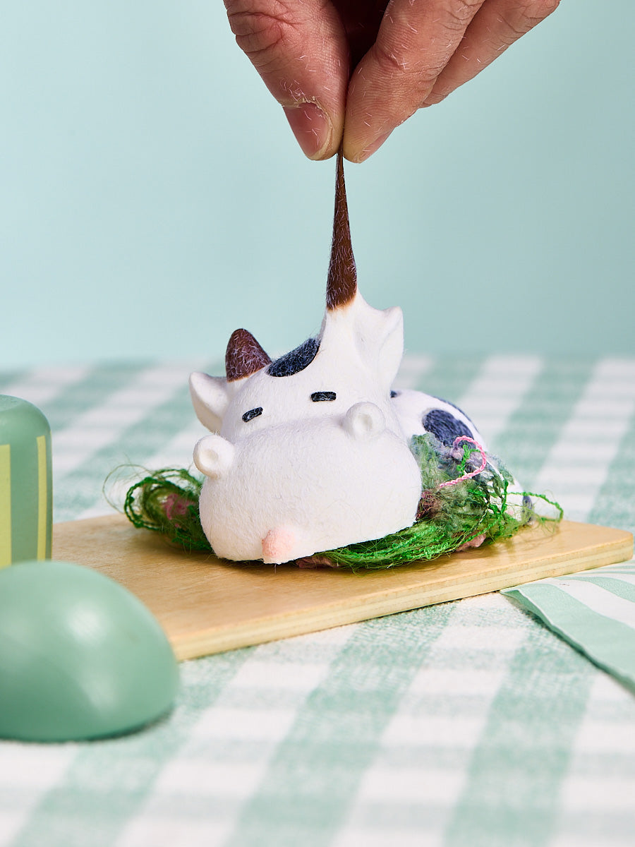 Flocked Cow Squishy Toy