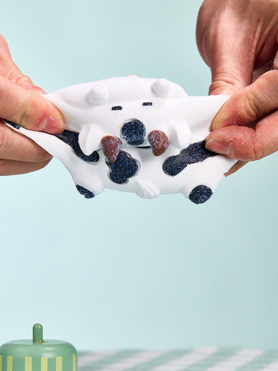 Flocked Cow Squishy Toy