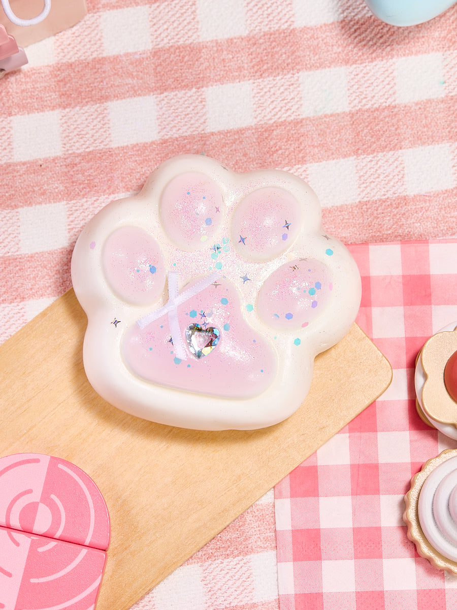 Big Bling White-pink Paw Squishy Toy