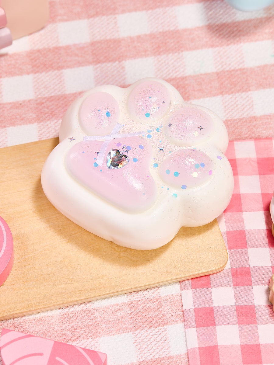 Big Bling White-pink Paw Squishy Toy