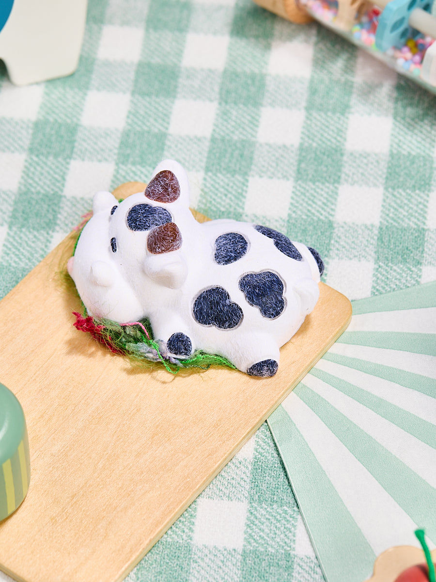 Flocked Cow Squishy Toy