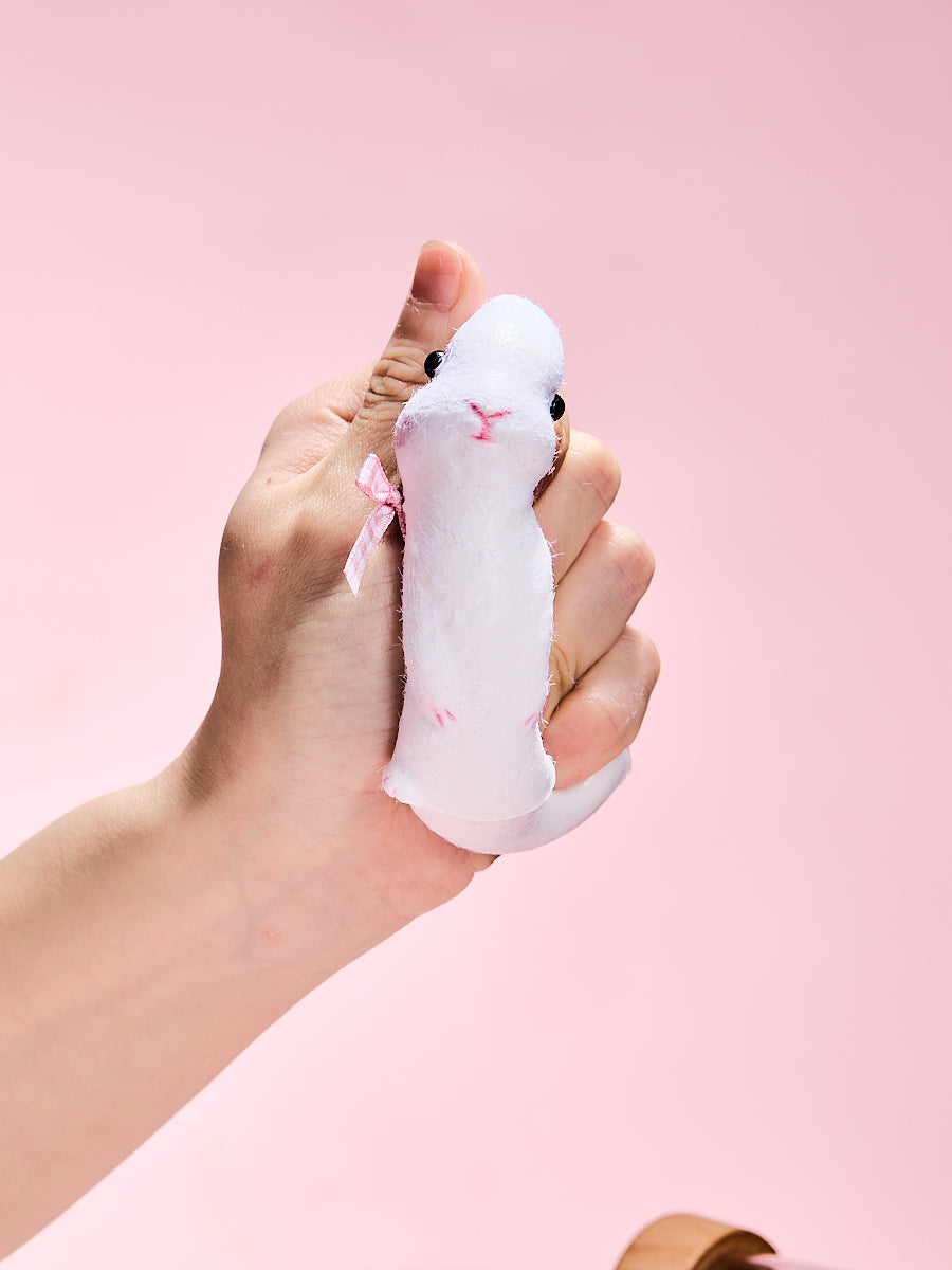 Flocked Cute Bunny with Bow Squishy Toy