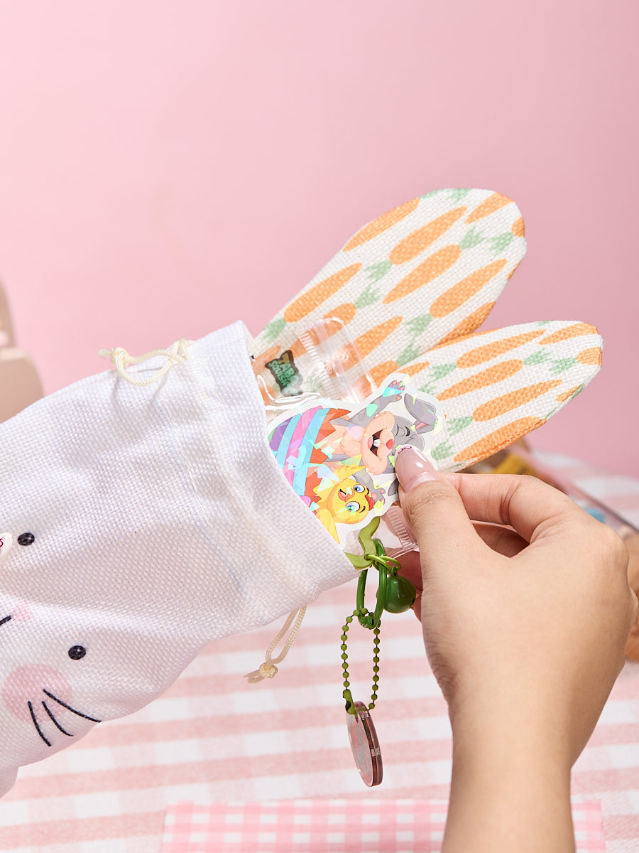 Easter Bunny Linen Drawstring Wrapping Gift Bag