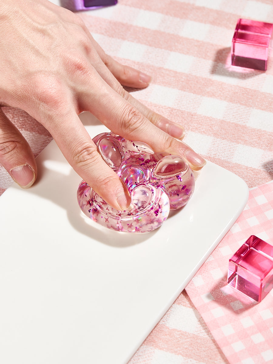 Foil Flakes Fuchsia Paw Squishy Toy