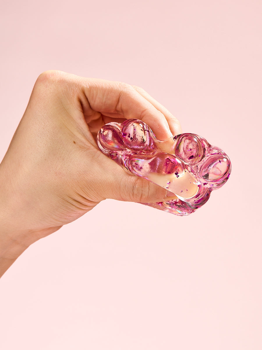 Foil Flakes Fuchsia Paw Squishy Toy