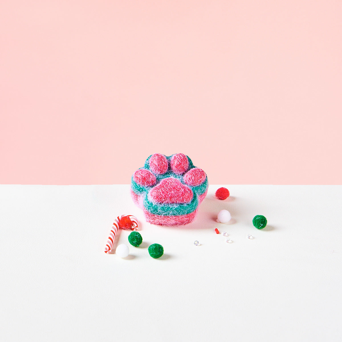 Flocked Christmas Kitten Paw Squishy Toy