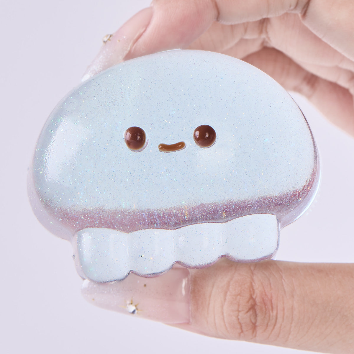 Glitter Transparent-blue Jellyfish Squishy Toy