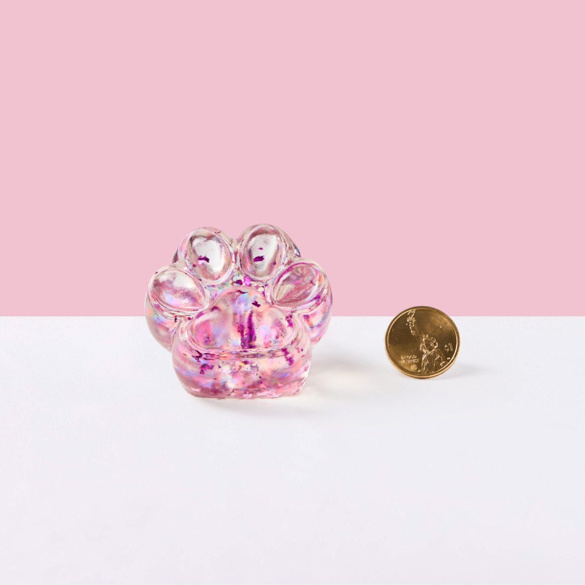 Foil Flakes Fuchsia Paw Squishy Toy