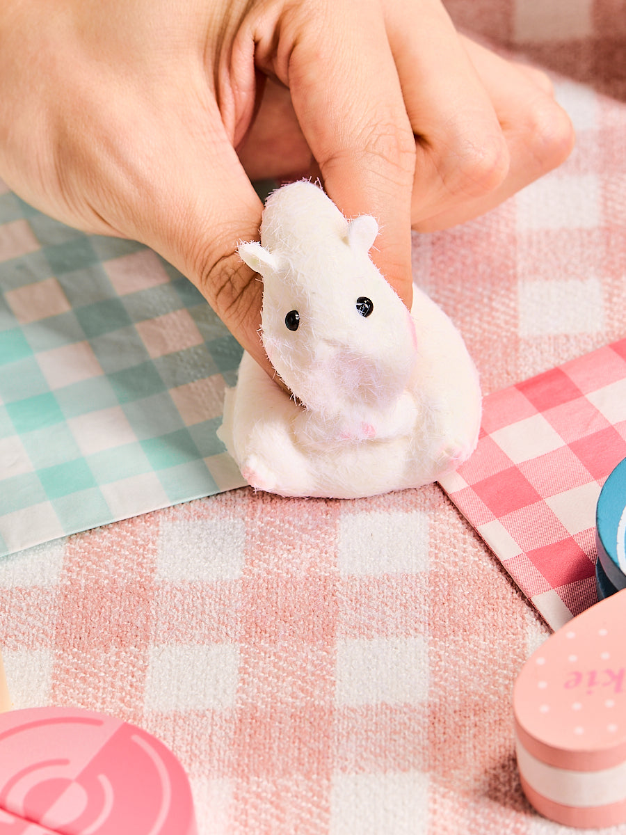 Flocked White Hamster Squishy Toy
