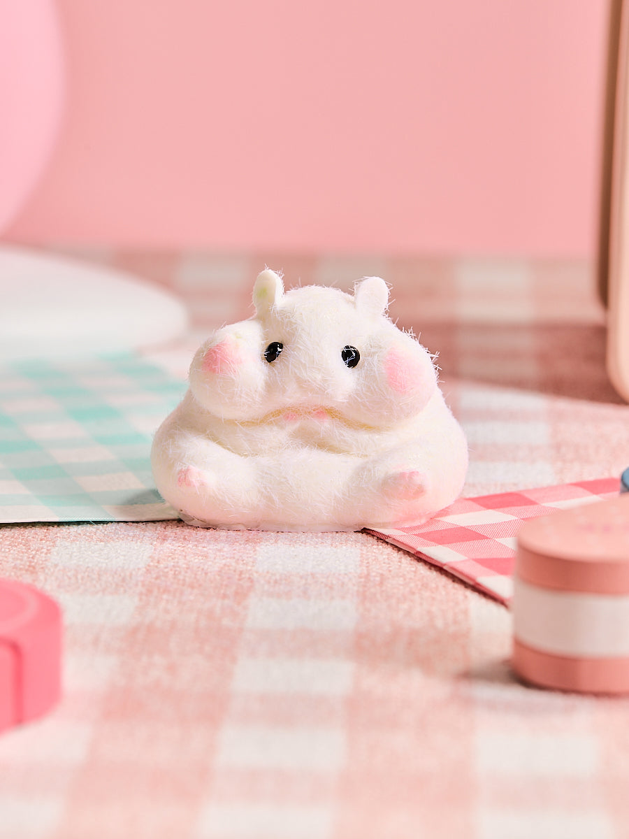 Flocked White Hamster Squishy Toy