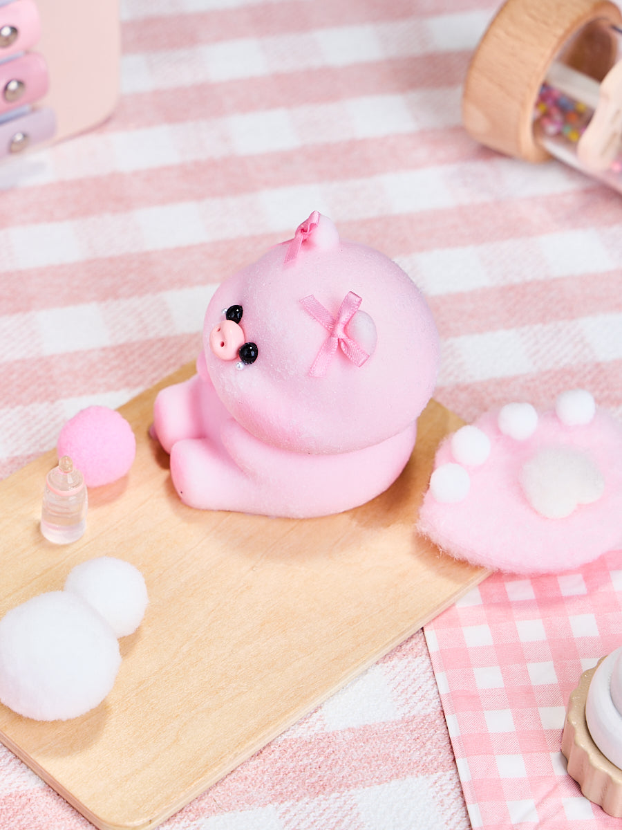 Flocked Pink Pig with Tears Squishy Toy