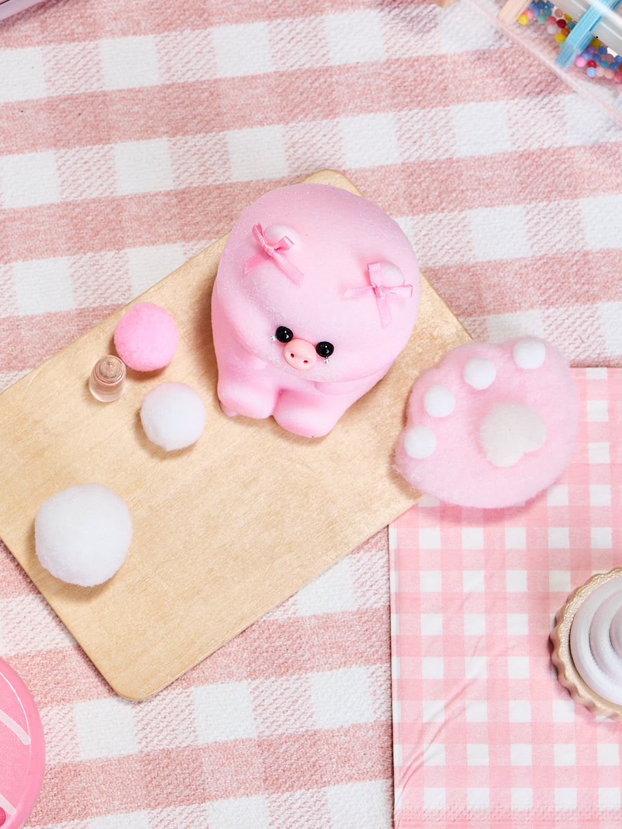 Flocked Pink Pig with Tears Squishy Toy
