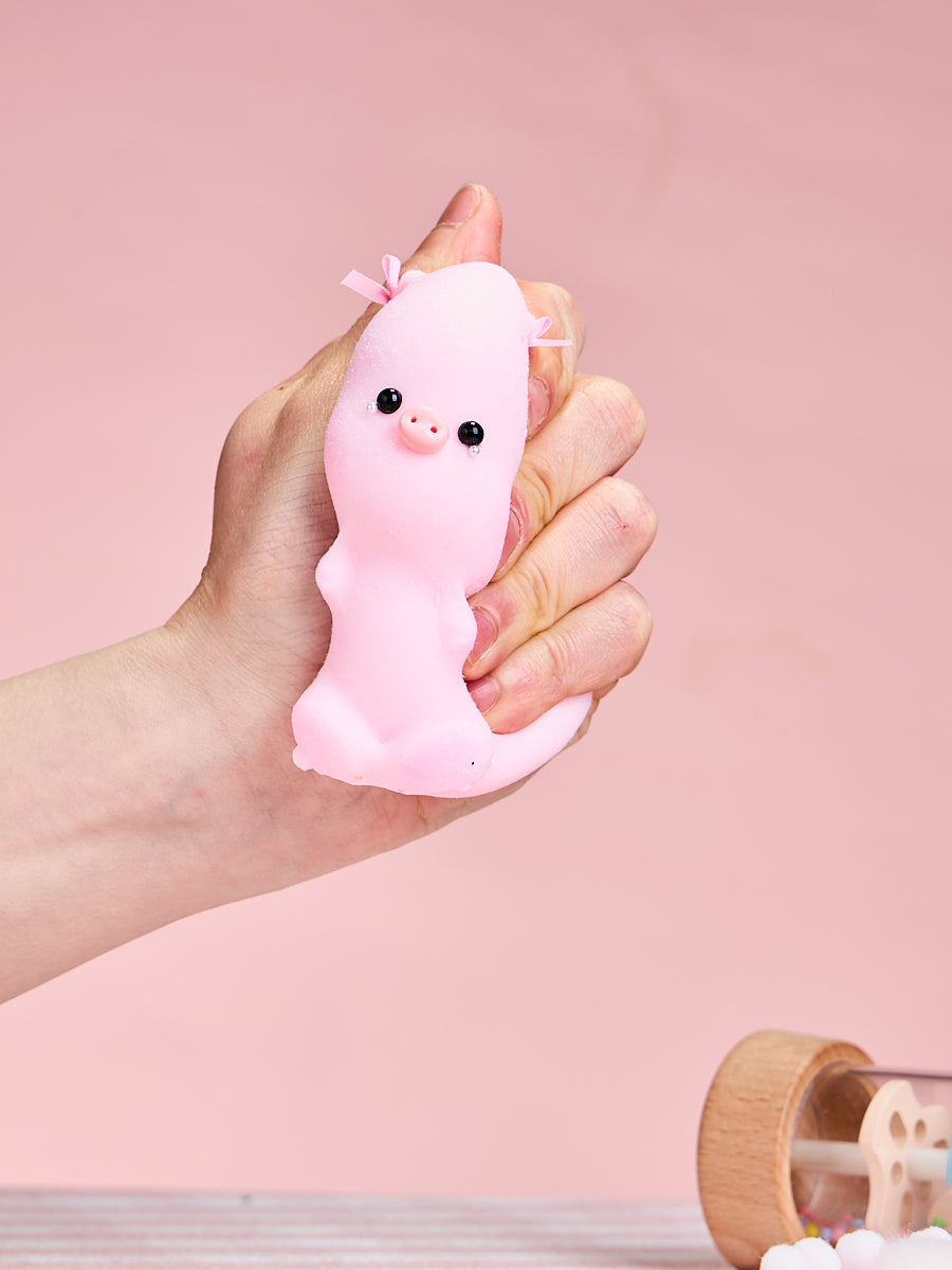 Flocked Pink Pig with Tears Squishy Toy