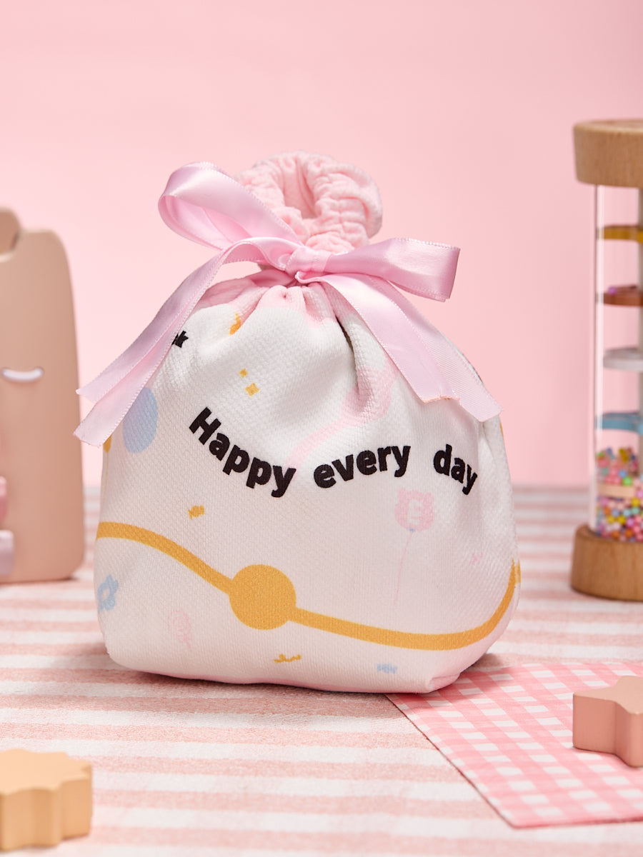 Simple Pink Linen Drawstring Wrapping Gift Bag