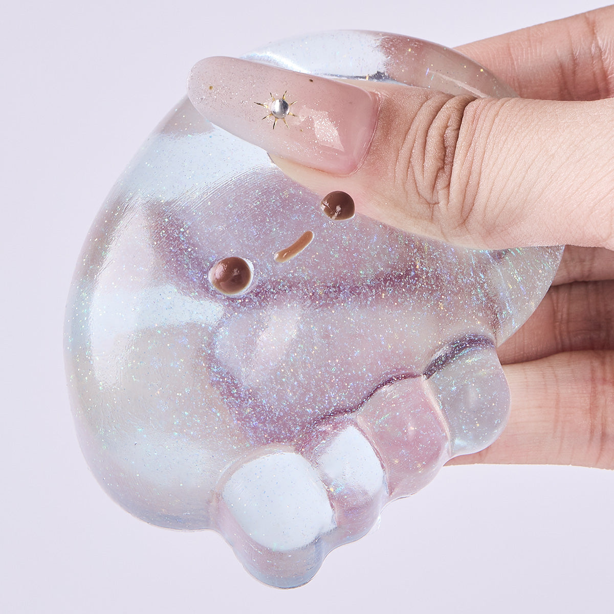 Glitter Transparent-blue Jellyfish Squishy Toy