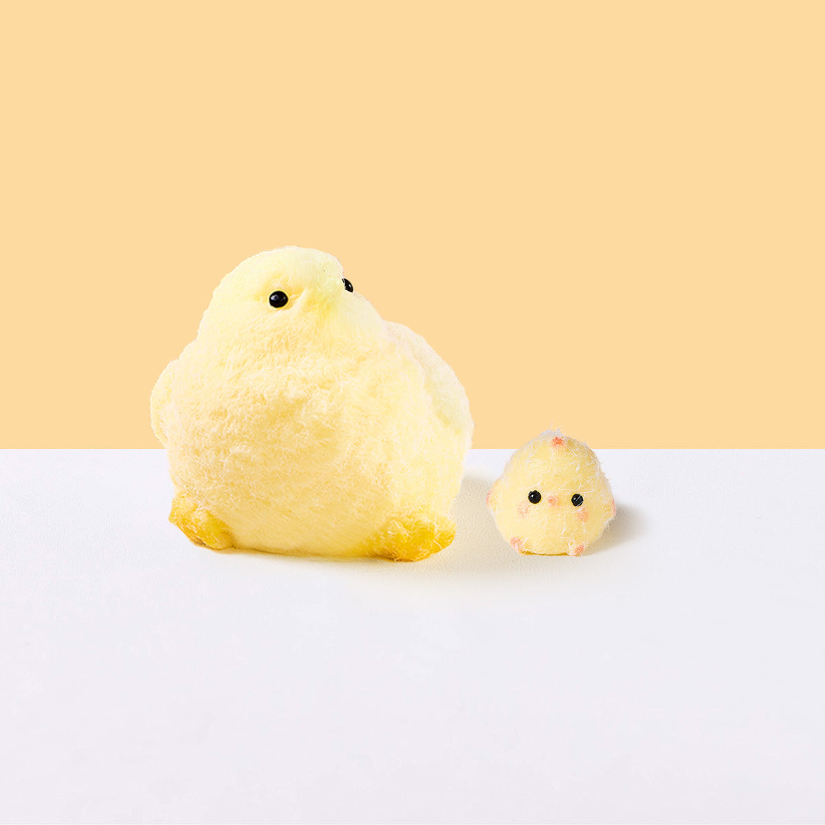 Flocked Yellow Chick Set Squishy Toy