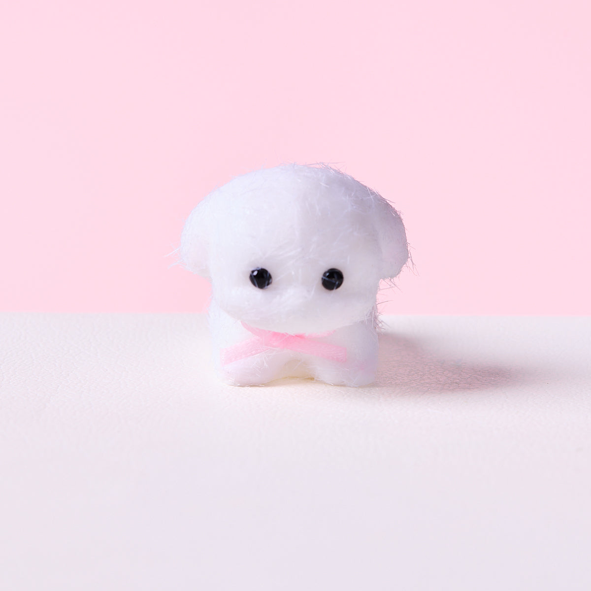 Flocked Mini White Dog Squishy Toy