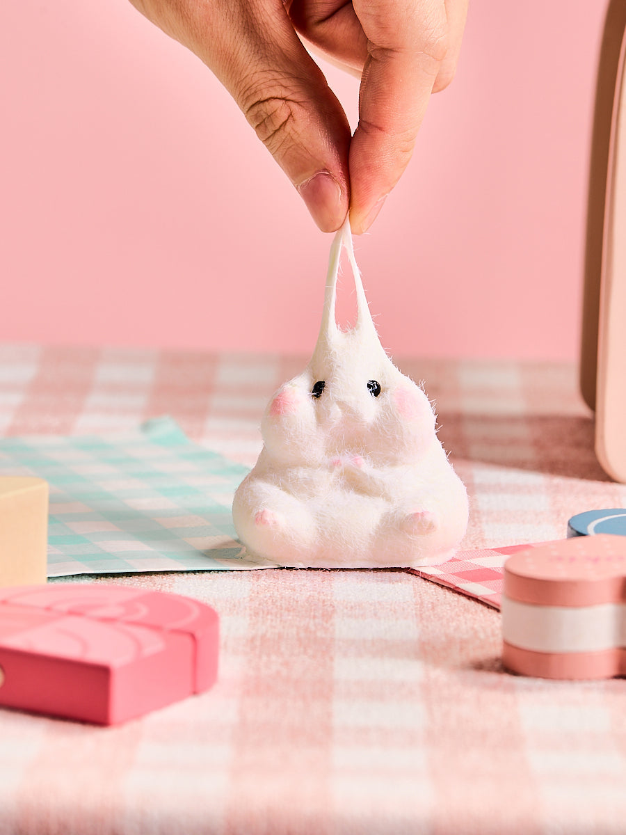 Flocked White Hamster Squishy Toy