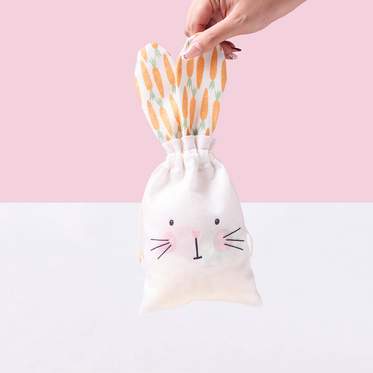 Easter Bunny Linen Drawstring Wrapping Gift Bag