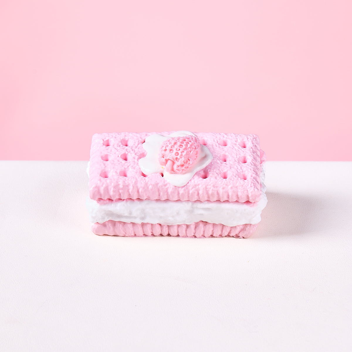 Pink Strawberry Sandwich Cookie Squishy Toy