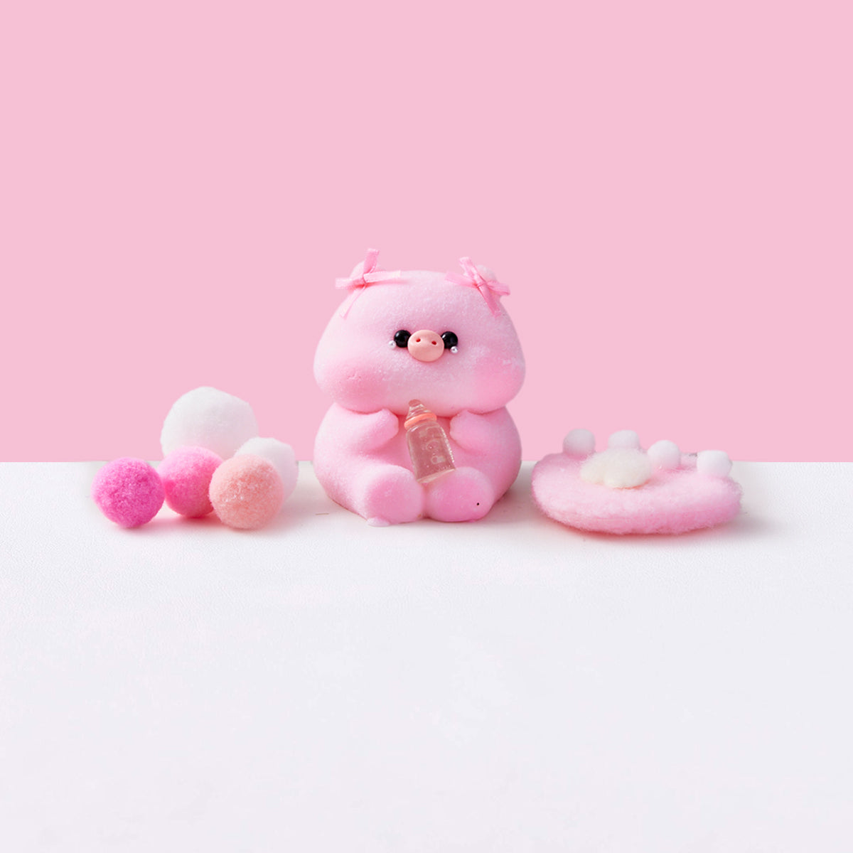 Flocked Pink Pig with Tears Squishy Toy