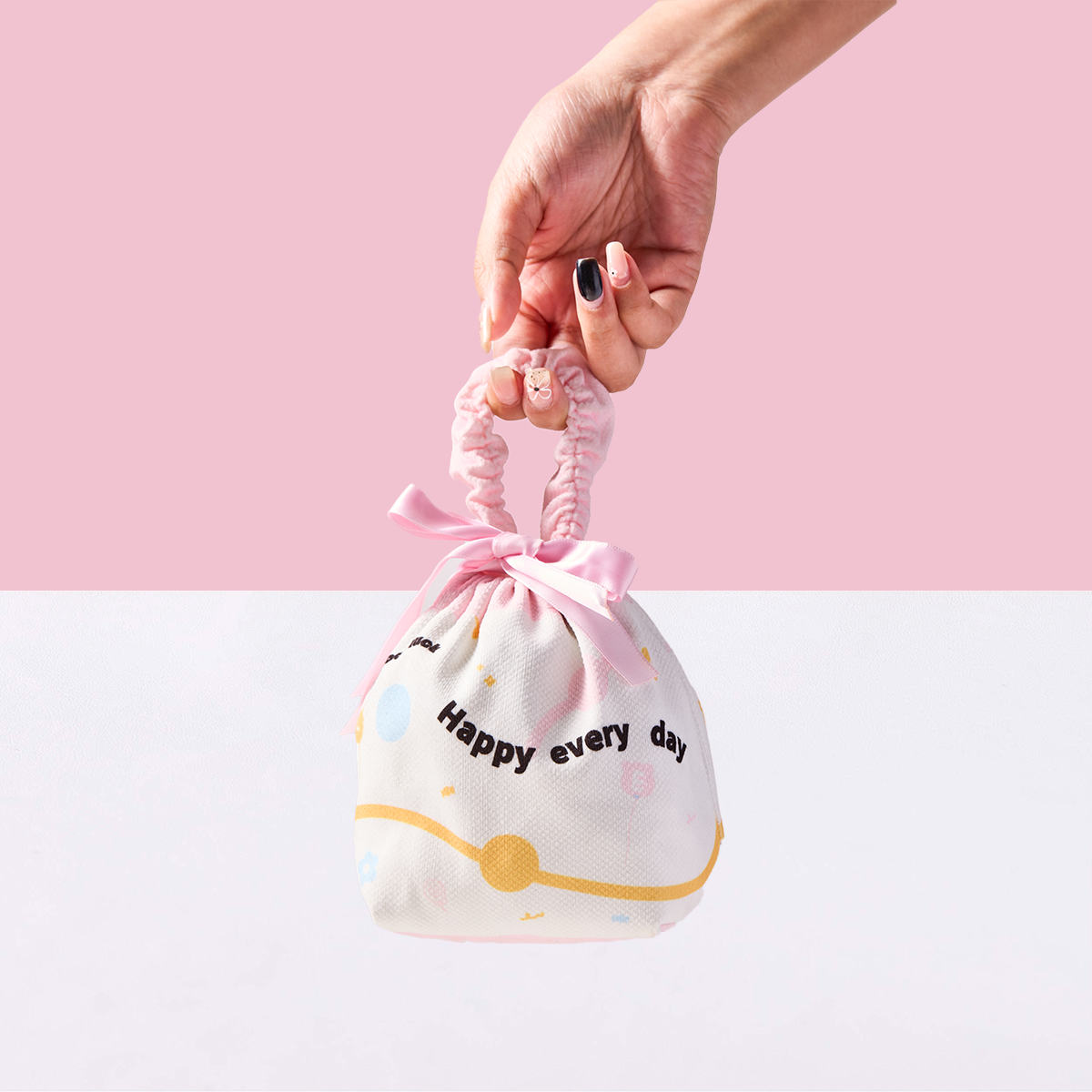 Simple Pink Linen Drawstring Wrapping Gift Bag
