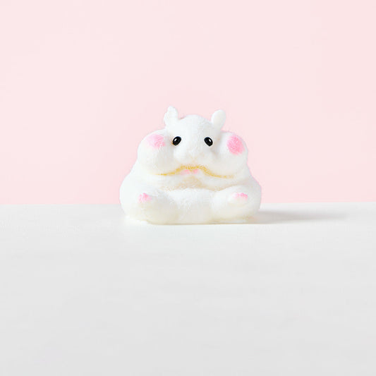 Flocked White Hamster Squishy Toy