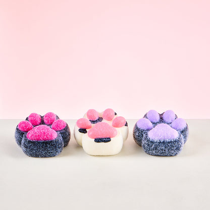 Flocked Black-Fuchsia Paw Squeeze Toys