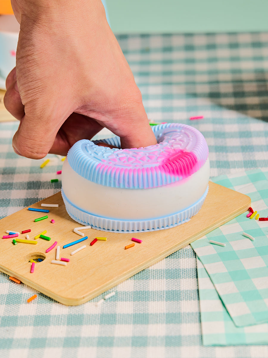 Blue-white Cookie Sandwich Squishy Toy