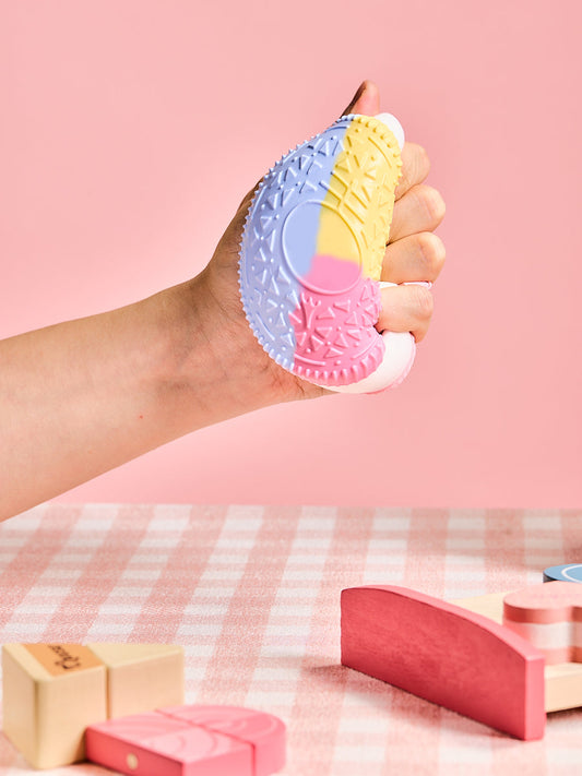 Pink-blue-yellow Cookie Sandwich Squishy Toy